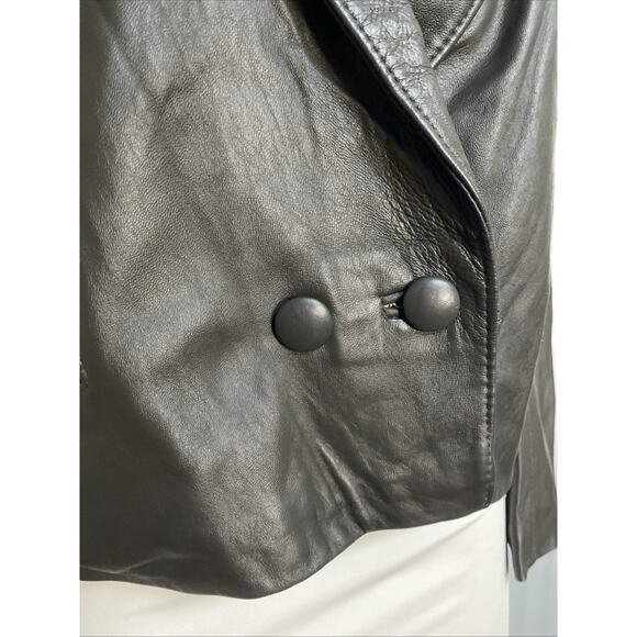 Ted Lapidus Leather Jacket Blazer Gray Long Sleeve France Pockets Vintage 42 L - Picture 7 of 8